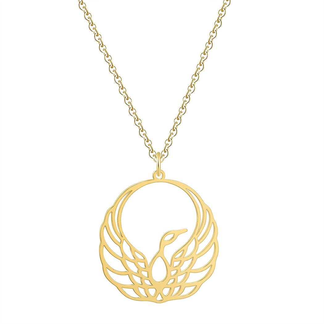 1050x1050 Wholesale Bird Origami Phoenix Pendant Necklace Gold Chain