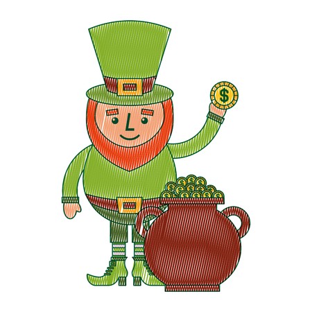 450x450 Cartoon Leprechaun Holding Gold Coin And Pot Money St Patricks