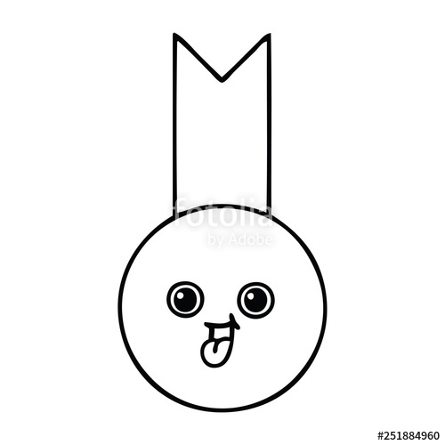 500x500 Line Drawing Cartoon Gold Medal Stock Image And Royalty Free