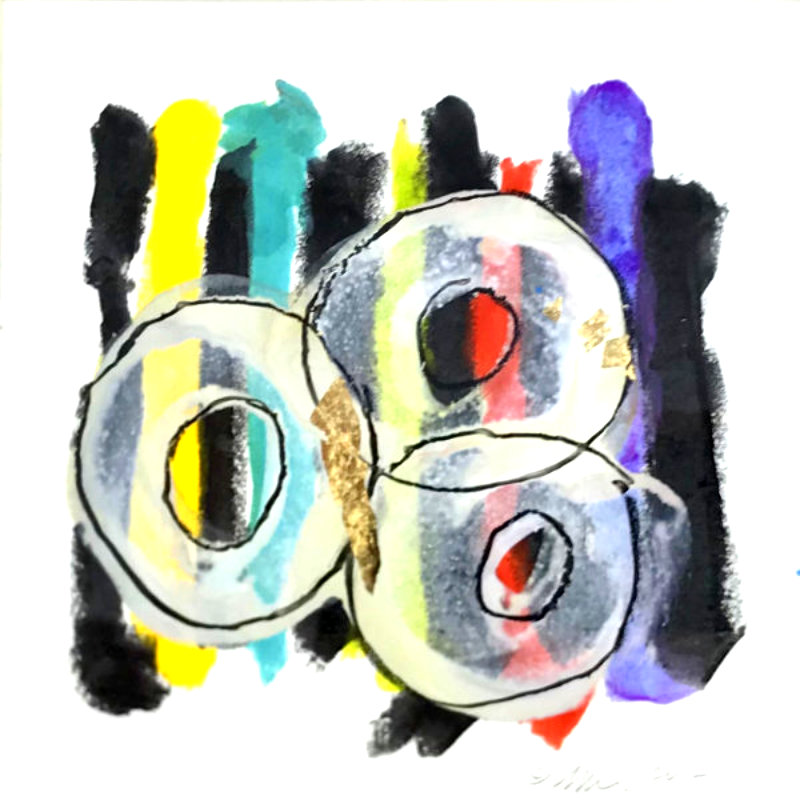 800x800 Fortunata Series, Framed Encaustic Monoprint With Gold Leaf On Paper