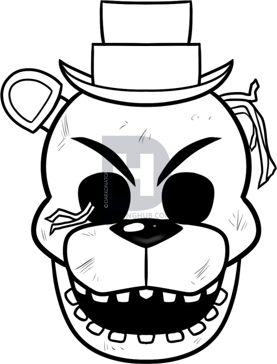 547x720 How To Draw Golden Freddy, Step