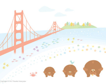 340x270 Sweet Happy Birthday Art Print San Francisco Golden Gate Etsy