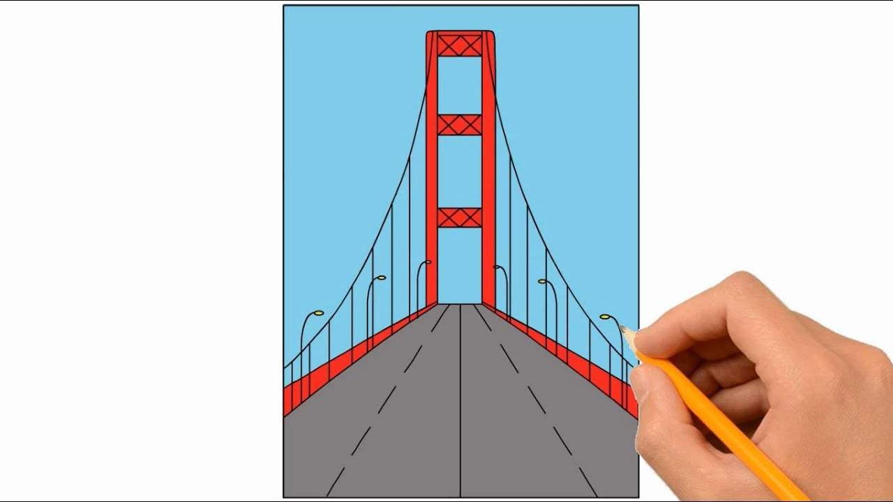 1280x720 How To Draw Golden Gate Bridge Coloring Page, Drawing Learn
