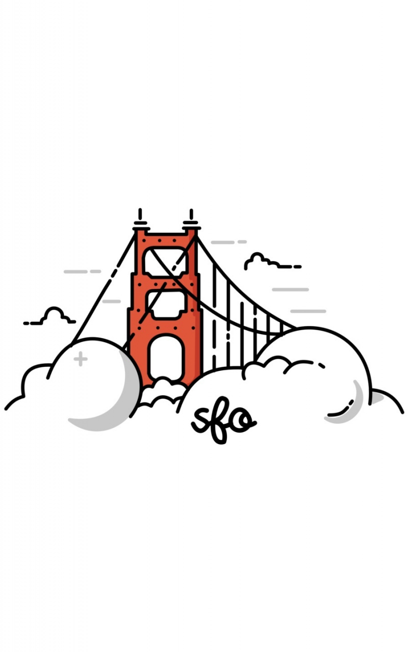 800x1280 Download Wallpaper Golden Gate Bridge, Clouds, Minimal