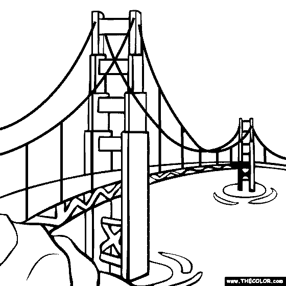 560x560 Golden Gate Bridge Coloring Page