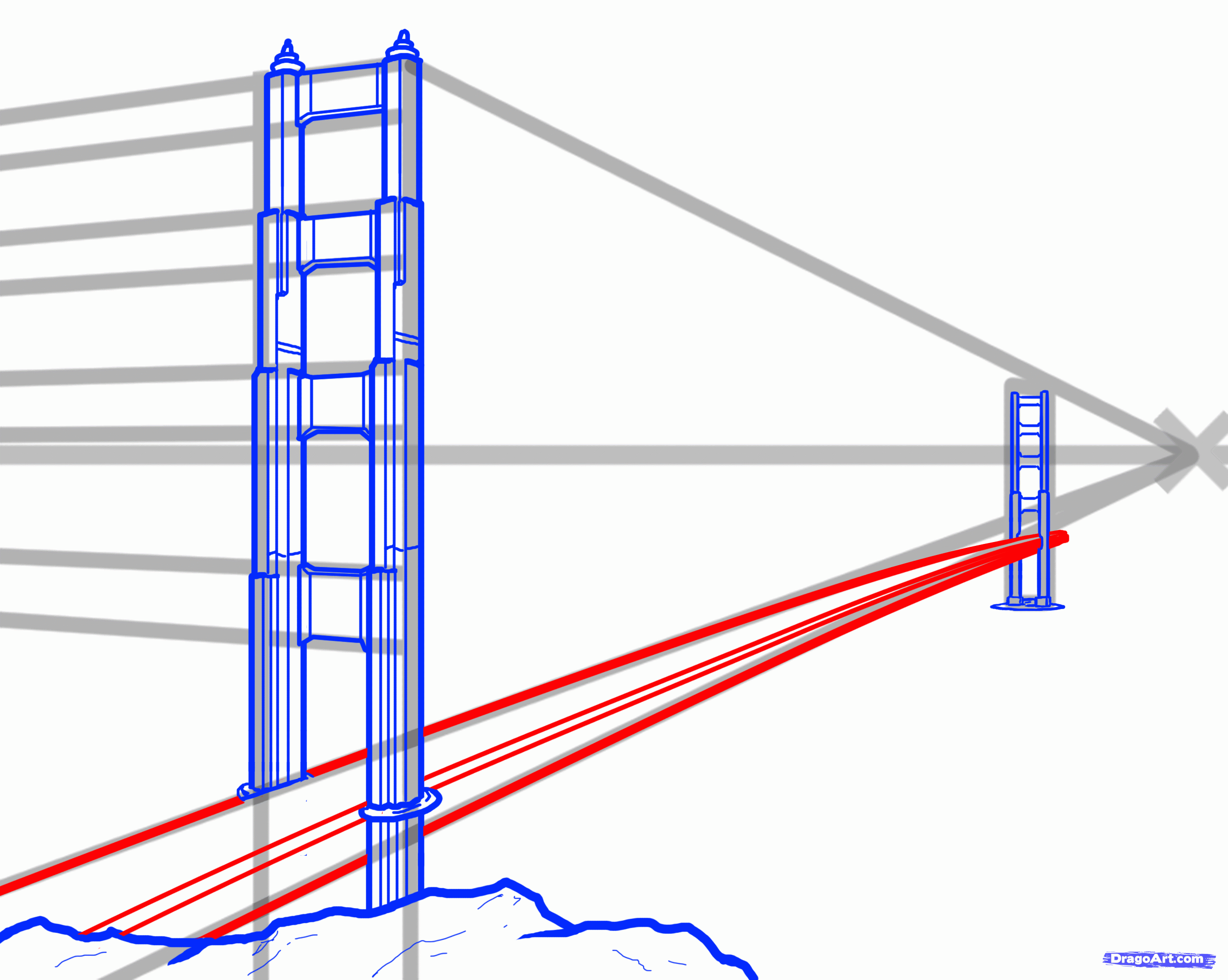2550x2034 step how to draw the golden gate bridge, golden gate bridge