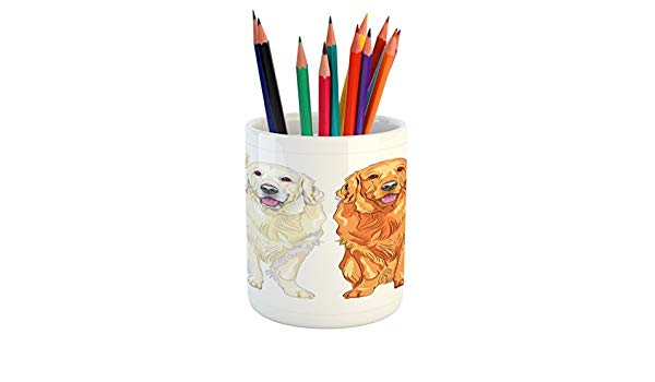600x350 ambesonne golden retriever pencil pen holder, smiling