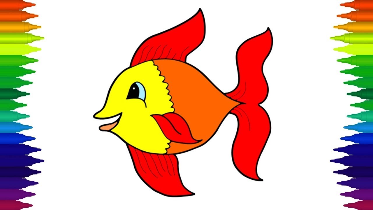 1280x720 Goldfish Coloring And Drawing For Kids, Toddlers How To Draw