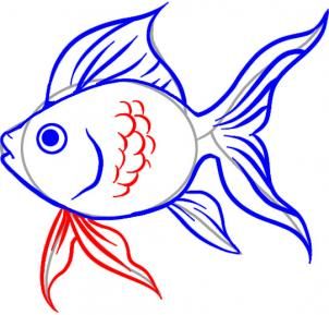 302x289 How To Draw A Goldfish Drawing Fish Drawings, Easy Fish
