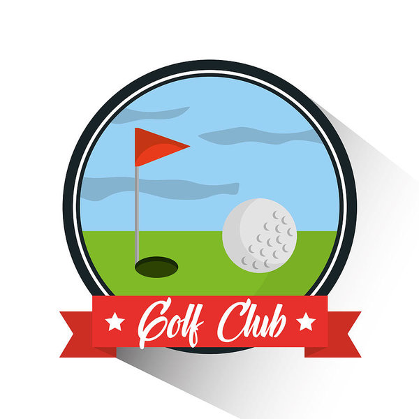 600x600 Golf Club Ball Hole Flag Banner Emblem Art Print