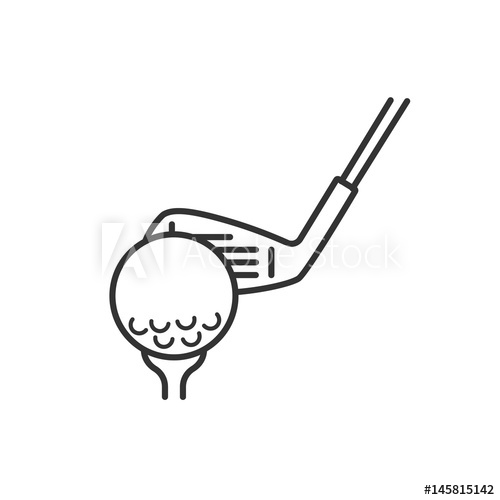 500x500 Golf Ball On Tee With Club Linear Icon