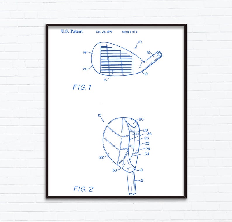 794x763 Golf Club Head Patent Drawings October Birthday Gift Ideas Etsy