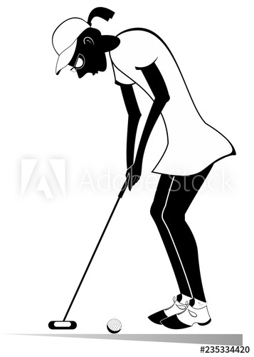 357x500 golfer woman on the golf course isolated illustration golfer
