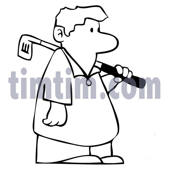 571x571 Free Drawing Of A Golf Man Bw From The Category Sports