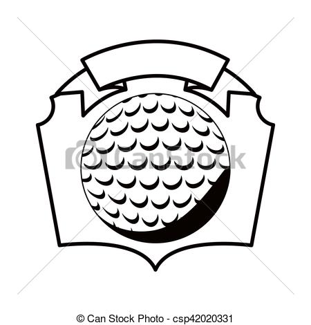 450x470 Gray Scale Emblem With Golf Ball Vector Illustration Vectors