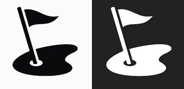 600x292 Golf Field Icon On Black And White Vector Backgrounds