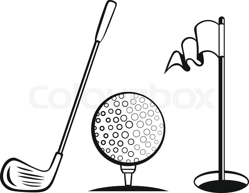 800x620 golf icon set golf flag, golf ball stock vector colourbox