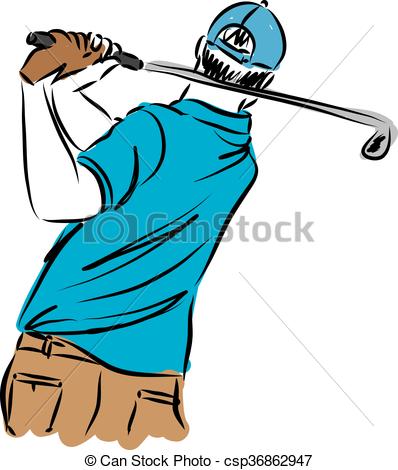 398x470 Golf Player Man Illustration Vector