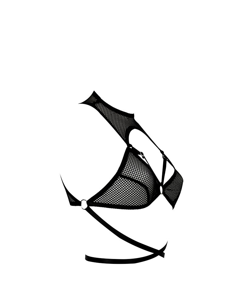 790x1000 Jet Black Cut Out Bralette E L F Zhou London