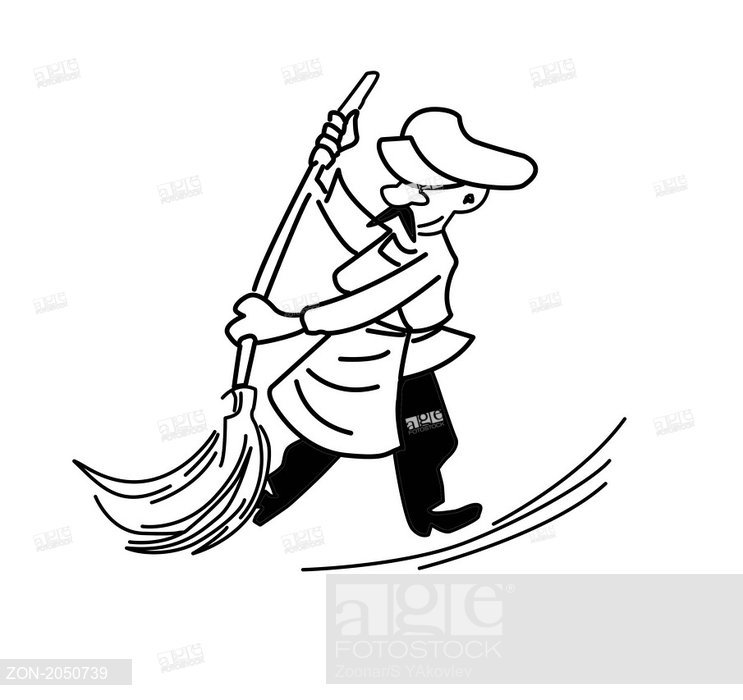 743x700 R Drawing Old Caretaker On White Background, Stock Photo, Picture