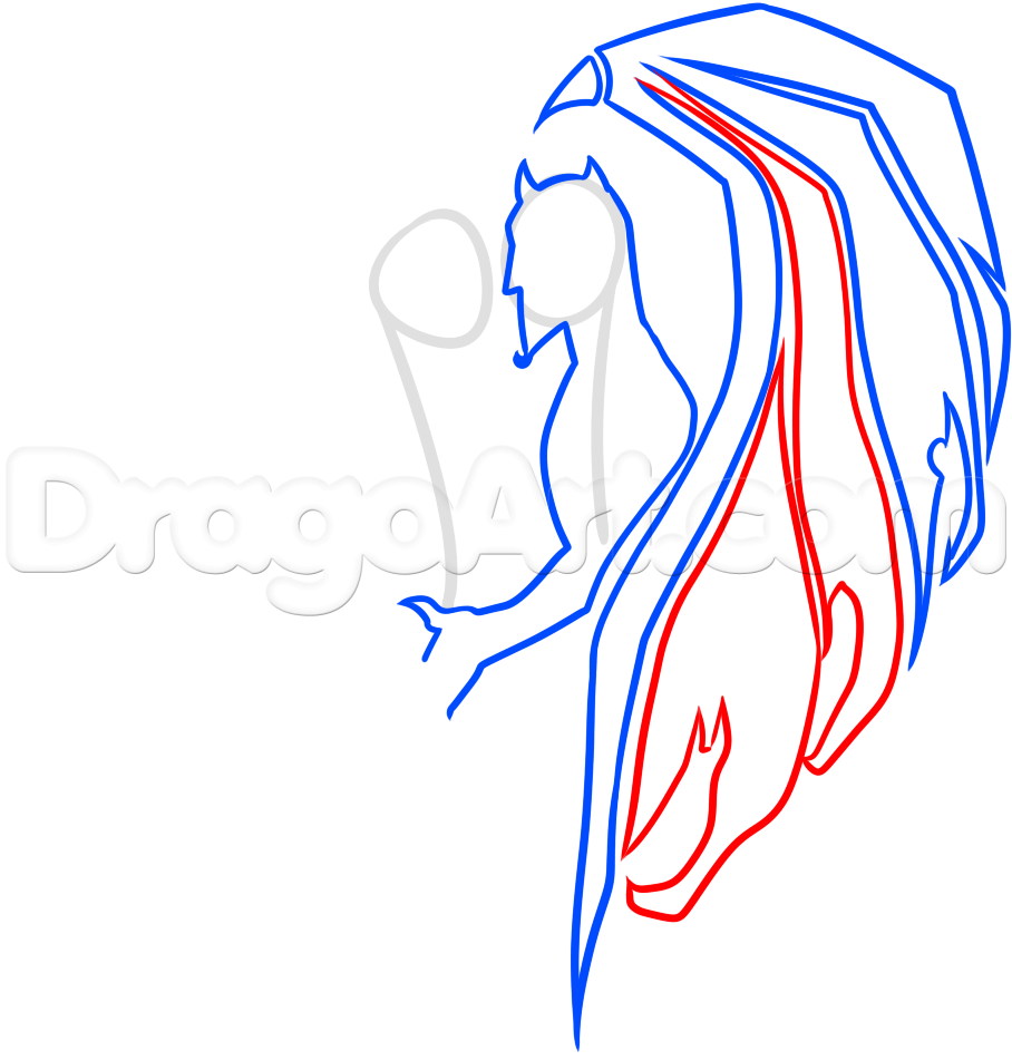 908x951 How To Draw Good And Evil Tattoo, Step