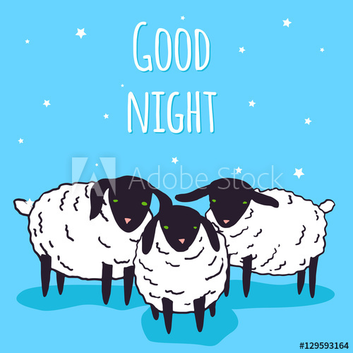 500x500 Good Night Greeting Card Design Vector Kawaii Baby Sheep