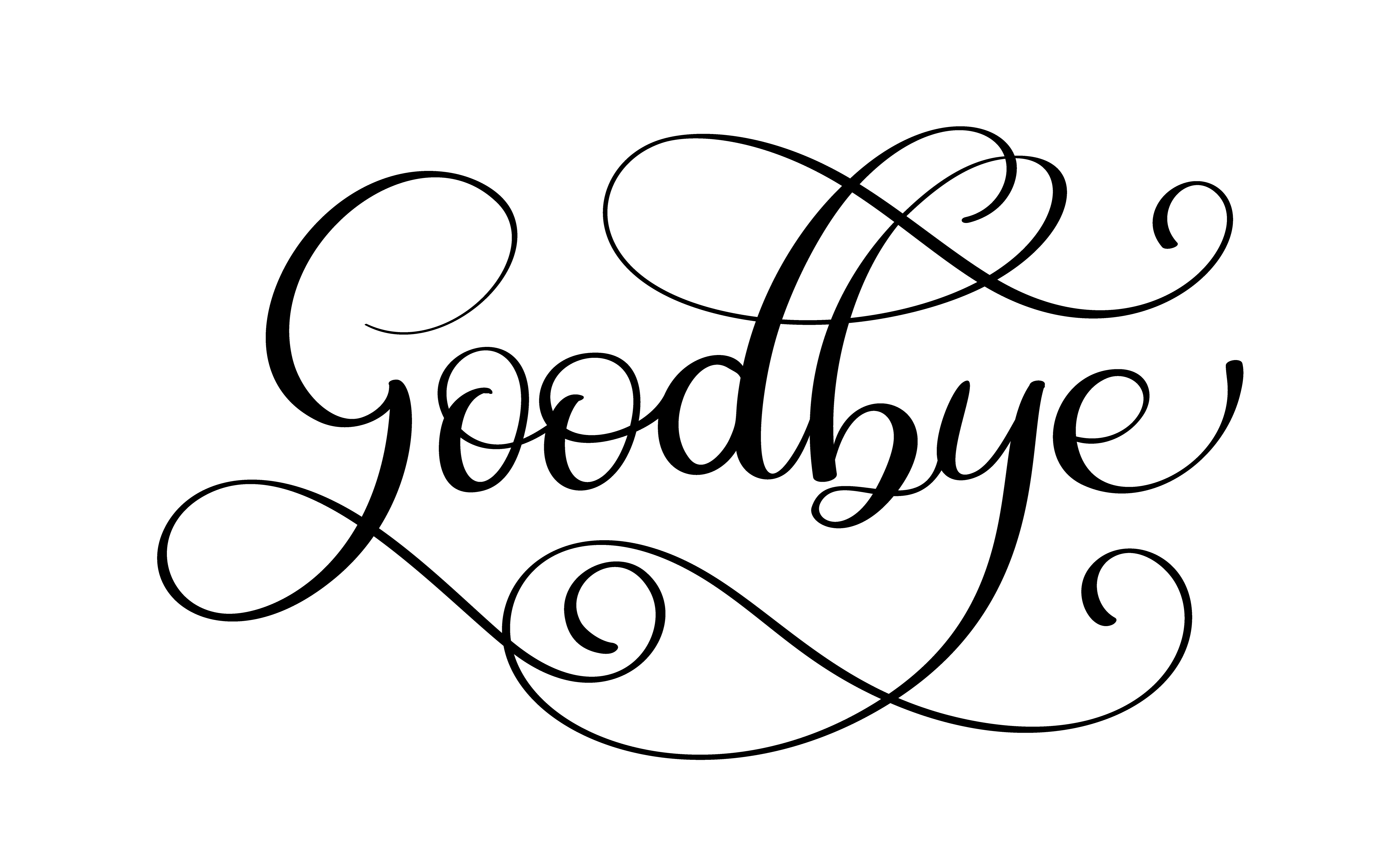 5000x3067 Handwritten Goodbye Calligraphy Lettering Word Vector