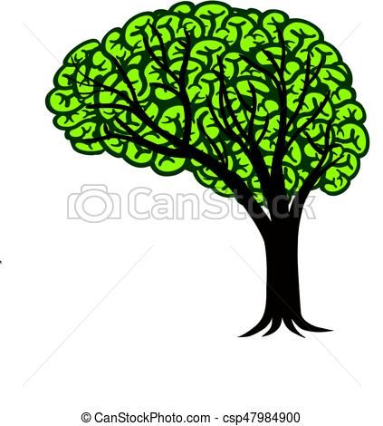 423x470 Vector Clipart Of Brain Tree Connectivity Logo Design Illustration