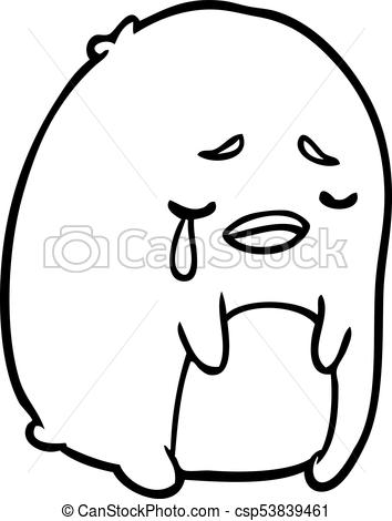 354x470 Line Drawing Of A Crying Penguin Clip Art Vector