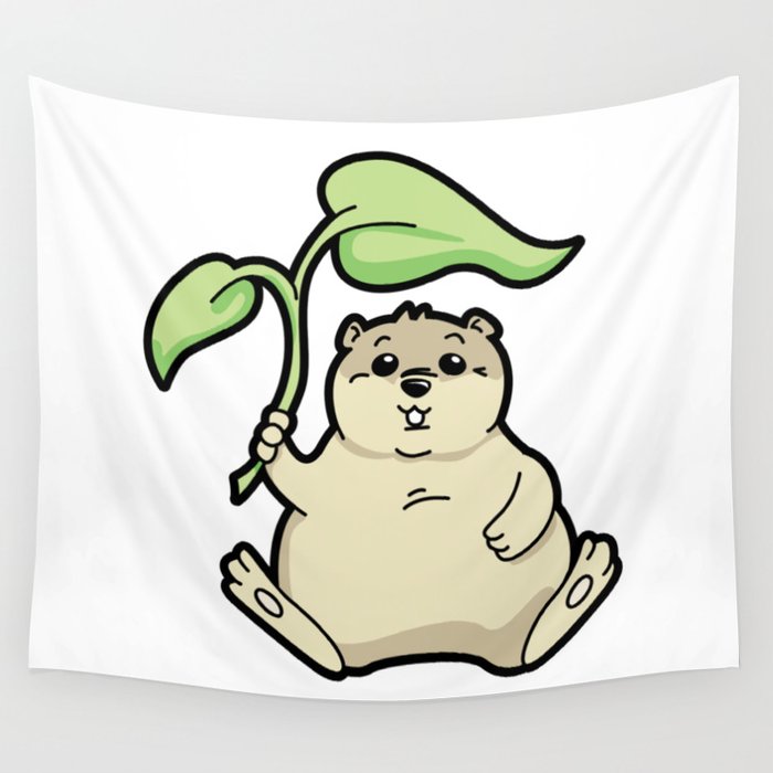 700x700 little chubby happy gopher shading itself wall tapestry