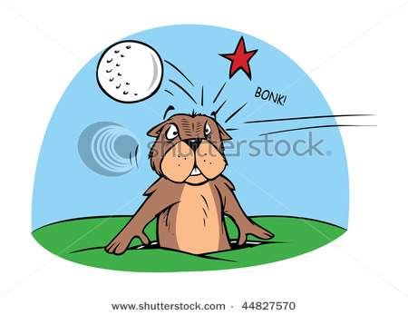 450x347 cartoon drawing of an angry gopher who was hit on the head