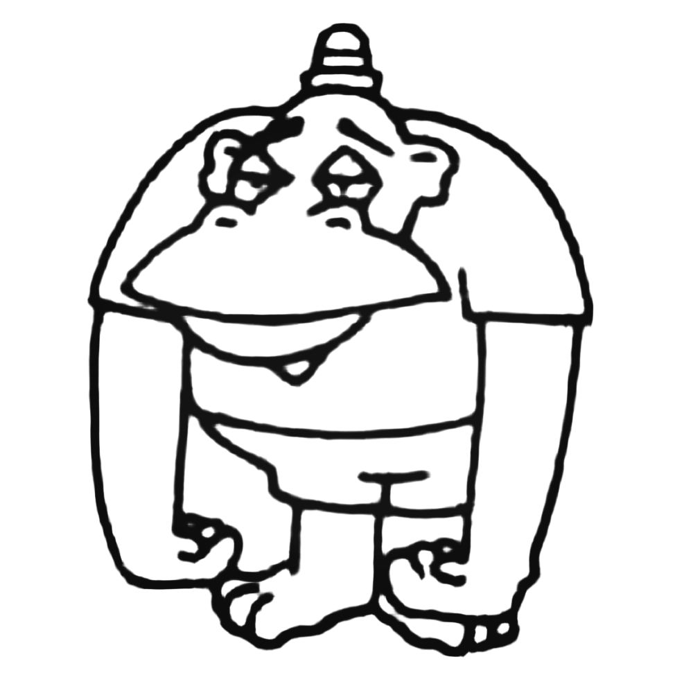 1000x1000 Cartoon Gorilla Or Ape Wearing A Hat Decal Sticker