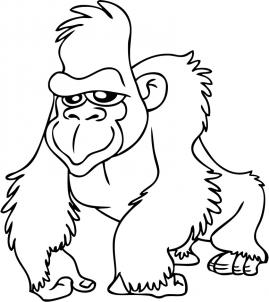 269x302 drawing printout how to draw a gorilla, cartoon gorilla