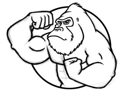 400x300 Gorilla Bodybuilder Cartoon Character