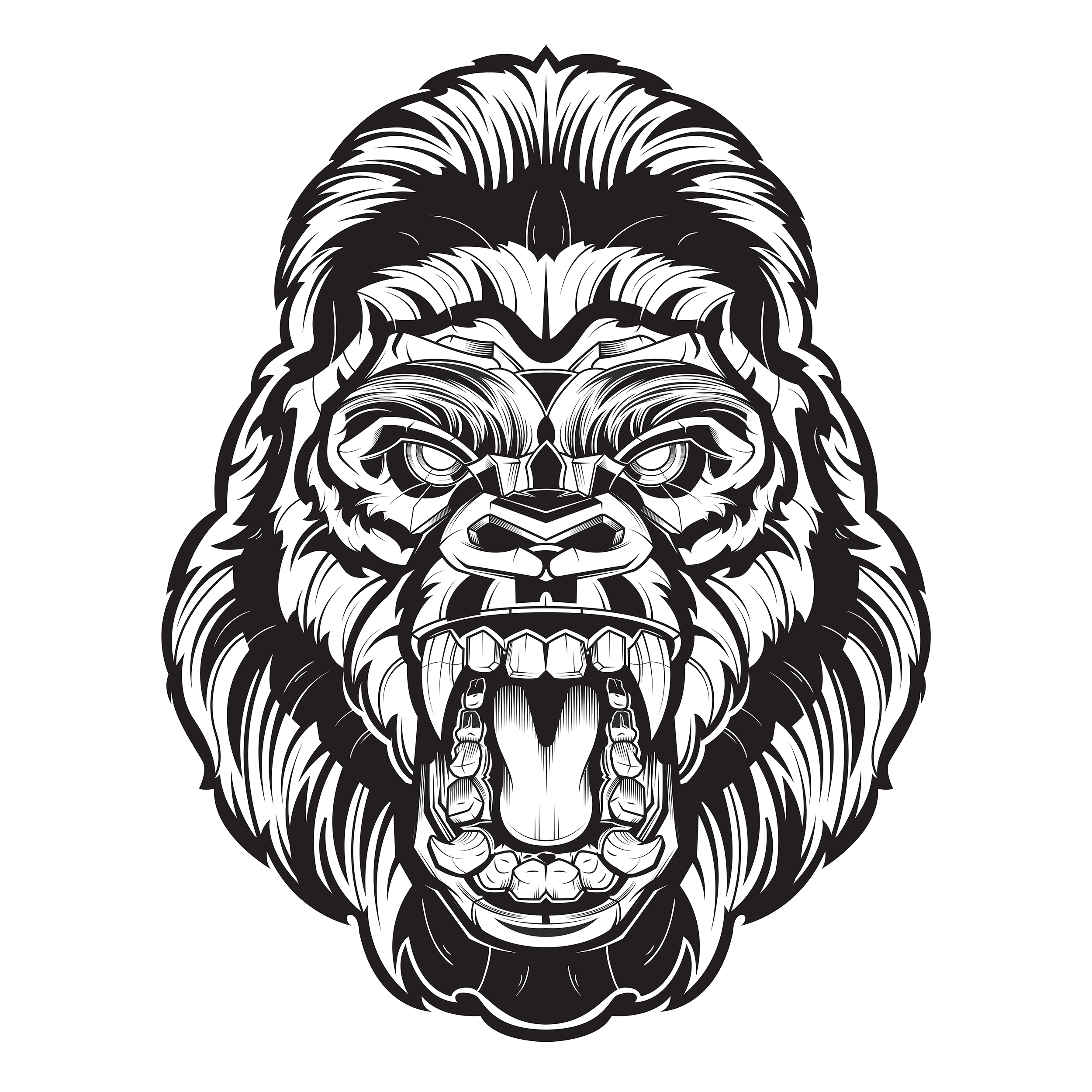 2500x2500 Collection Of Free Gorilla Drawing Face Download On Ui Ex
