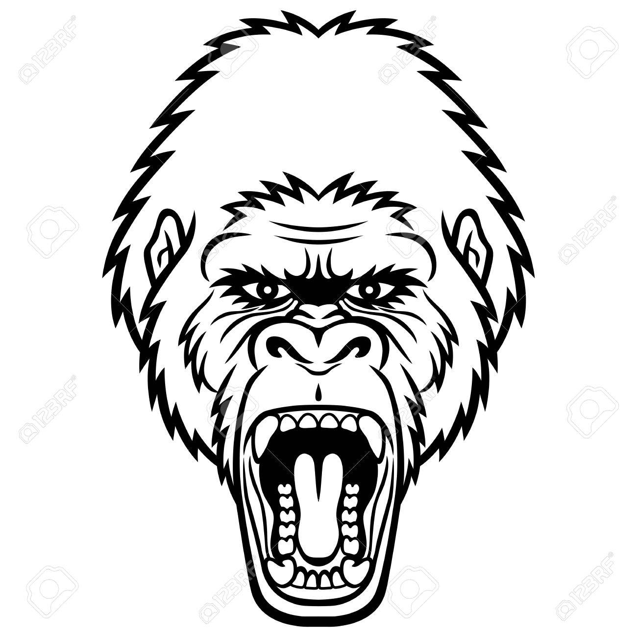 1300x1300 Gorilla Face Clipart Black And White