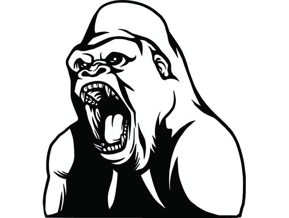 570x429 Gorilla Ape Mascot Head Monkey Face Animal Growling Cartoon Etsy