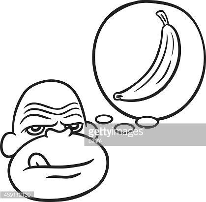 419x410 Hungry Gorilla Head Line Art Premium Clipart
