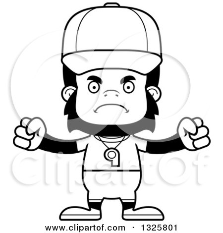 450x470 Lineart Clipart Of A Cartoon Black And White Mad Gorilla Sports