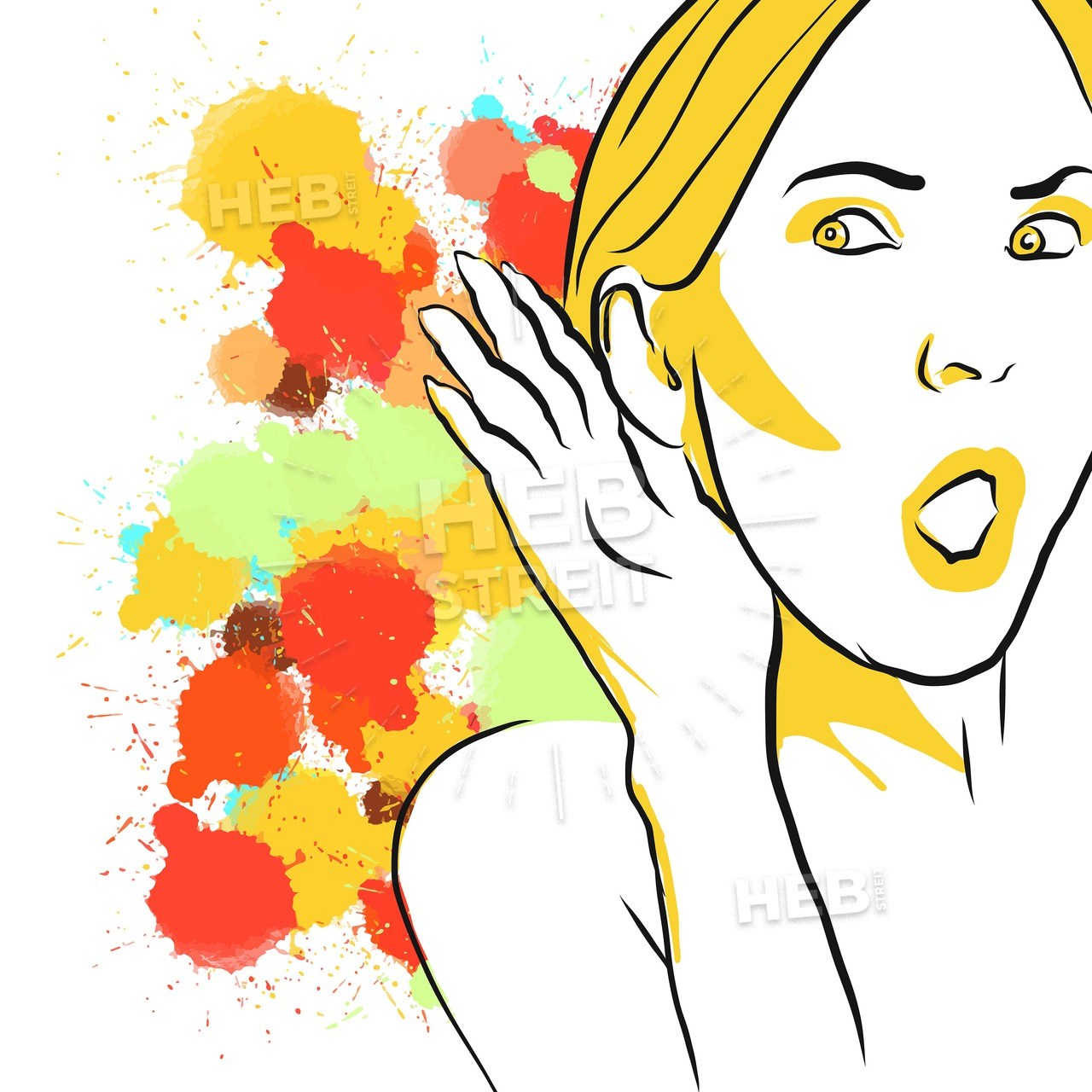 1280x1280 Colorful Gossip Listening Sketch Hebstreit