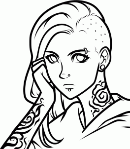 264x302 How To Draw A Gothic Anime Girl, Step