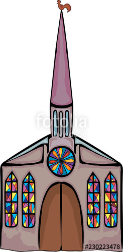 245x500 Vector Drawing Of A Decorative Gothic Cathedral Stock Image