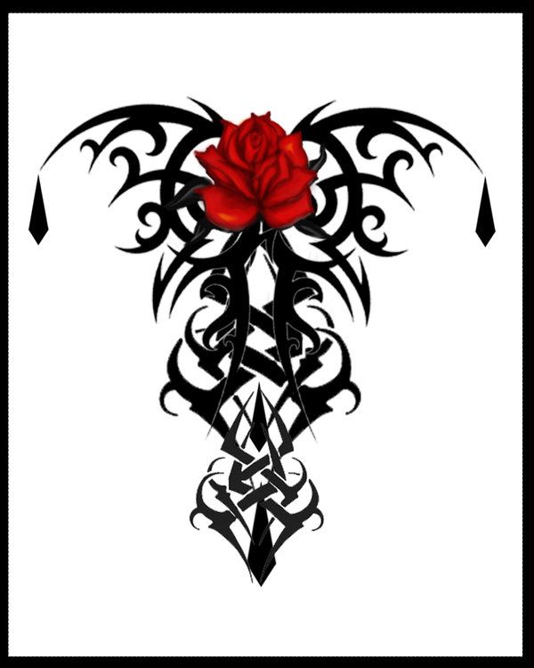 600x750 Gothic Rose Tattoo Print