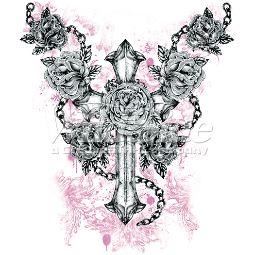 525x525 Tonal Gothic Cross Rose The Wild Side