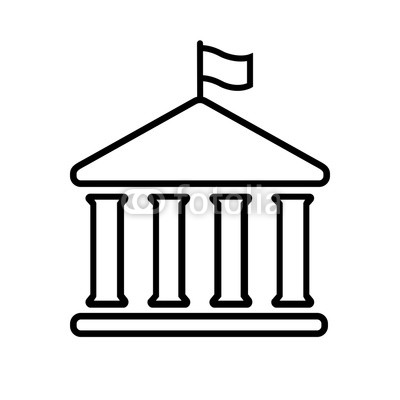 400x400 house with columns and flag icon building of government, embassy