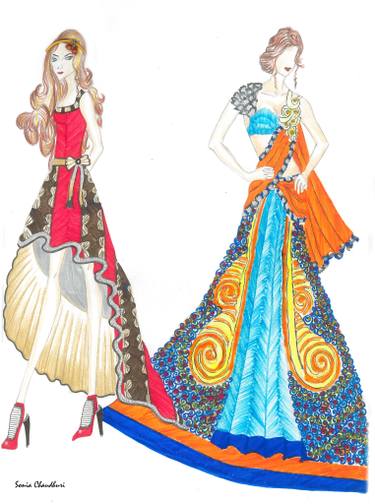 375x504 Seashell Inspired Fashion Ilustration Drawing