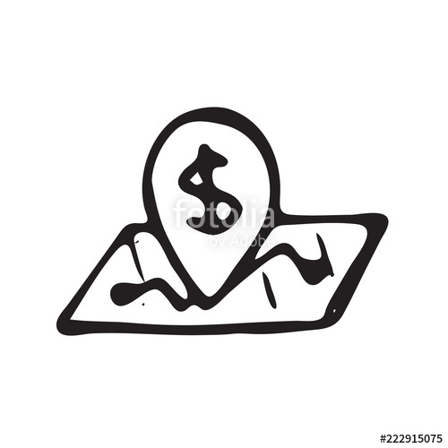 500x500 Hand Drawn Gps Doodle Sketch Dollar Icon Decoration Element