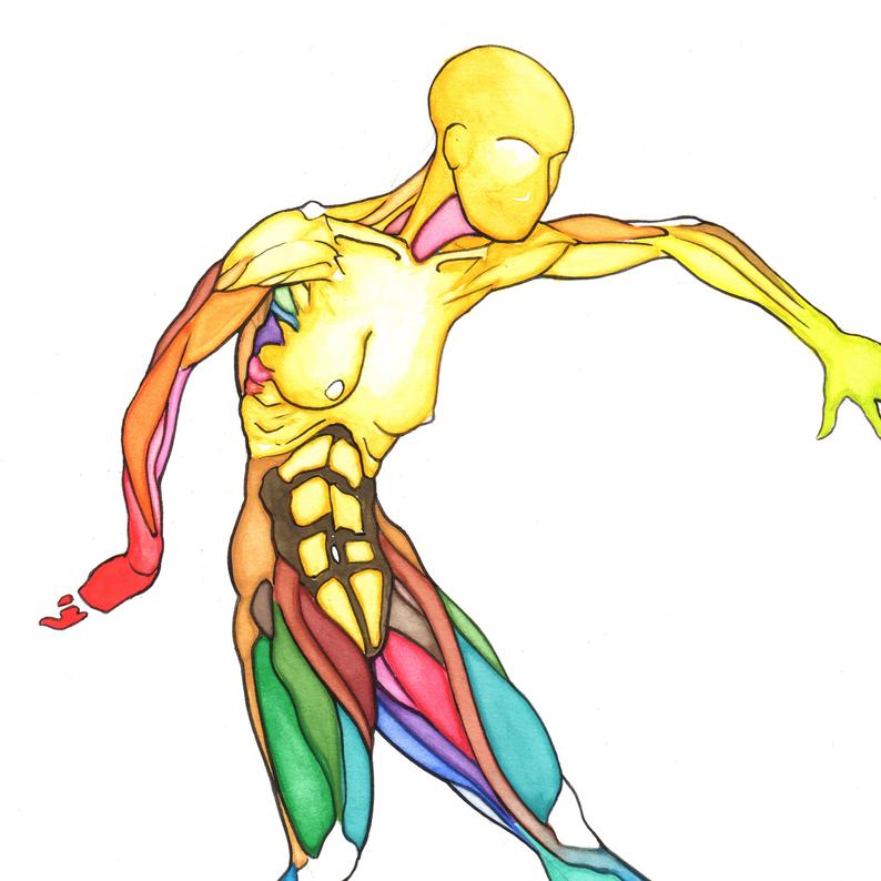 794x794 Push And Grab Original Colorful Watercolor Drawing Sketch Etsy