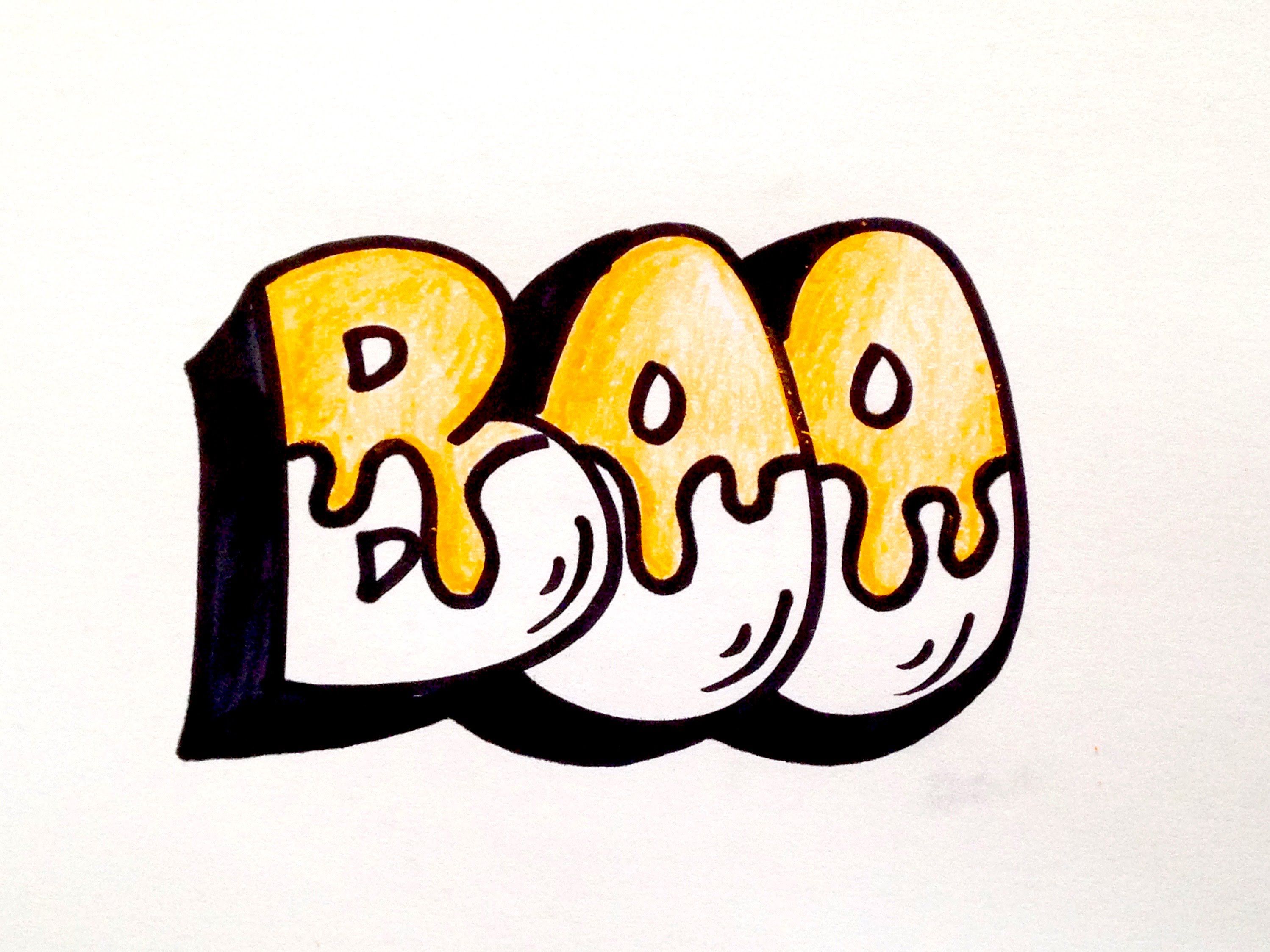 2997x2248 Drawing Lesson How To Draw Boo Block Letters For Halloween