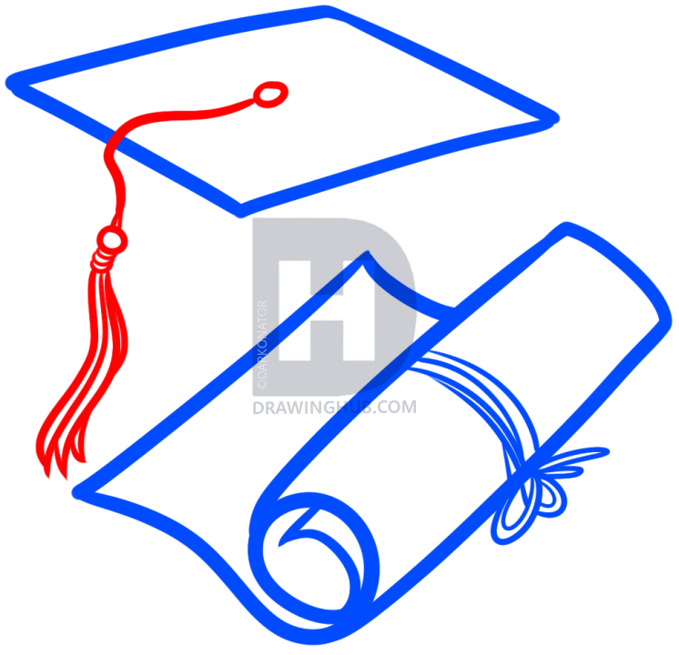 746x720 How To Draw A Graduation Cap, Step